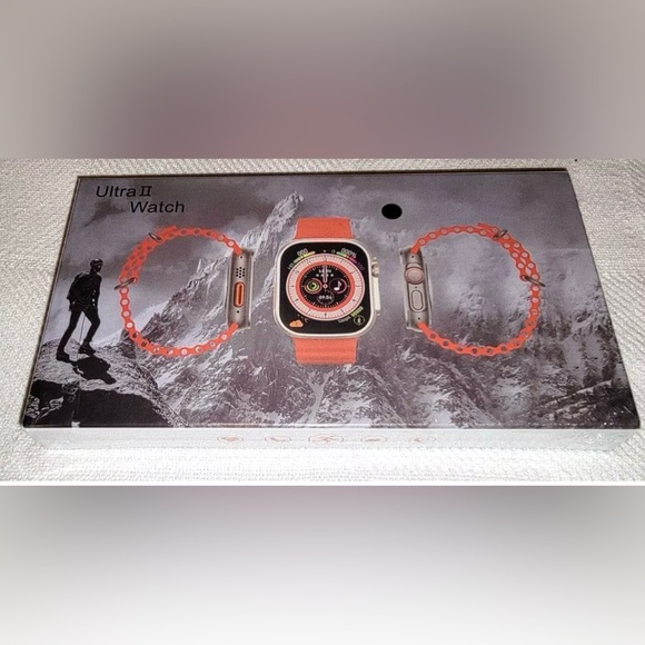 Ultra II Smart Watch Black iOS & Android Capable with Wireless Charging USB Pad